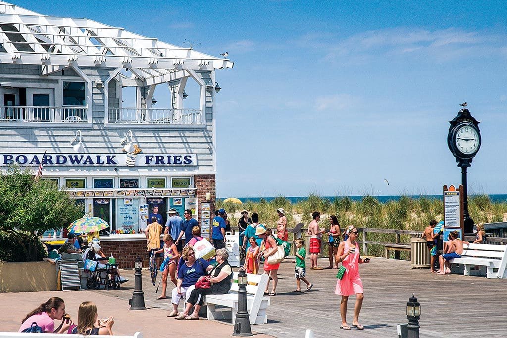 Aerial view of Rehoboth Beach and boardwalk representing EEG tech job opportunities in Delaware