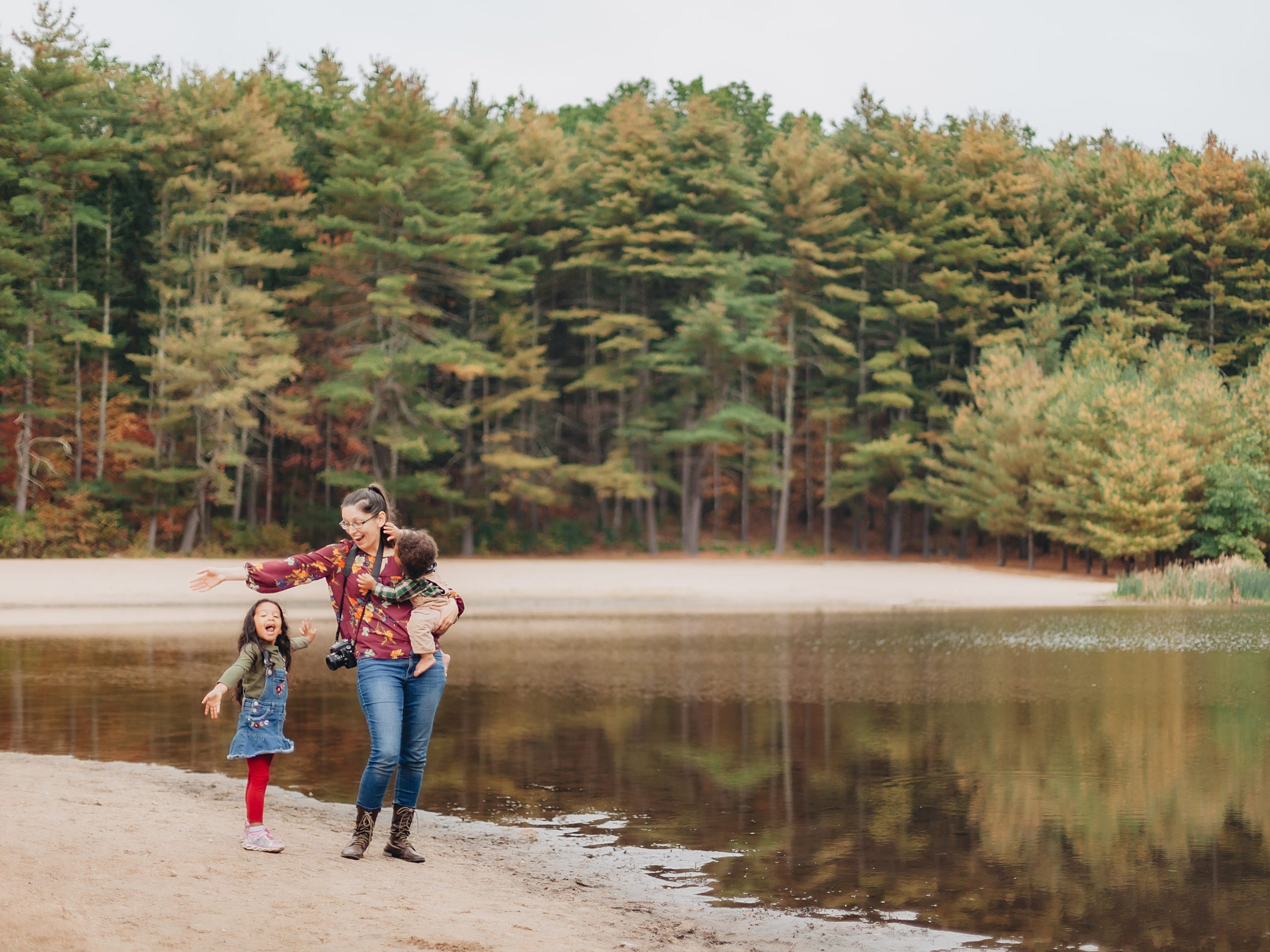 New Hampshire lakeside family, highlighting statewide EEG tech job opportunities across hospitals and clinics