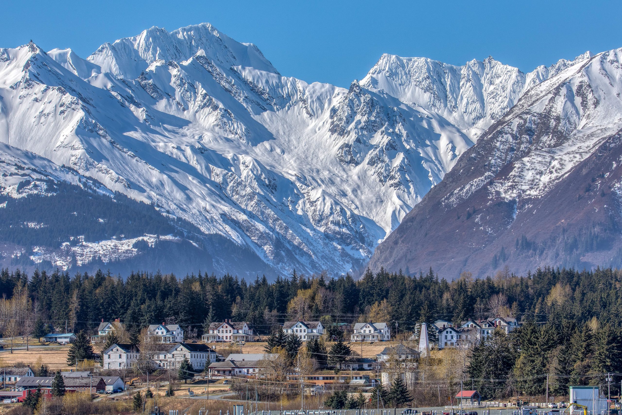 Alaska mountains and cityscape