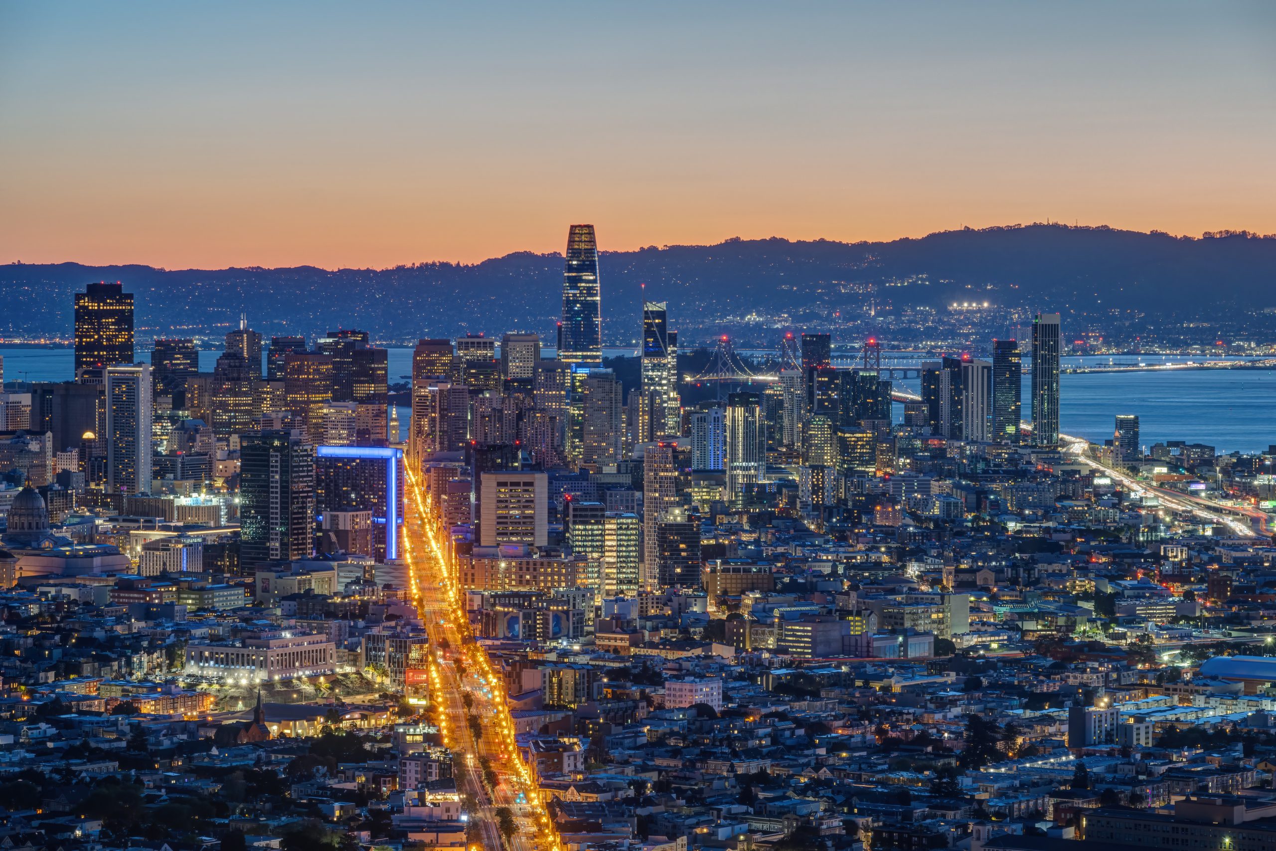 San Francisco skyline at sunset – EEG Tech Jobs in California