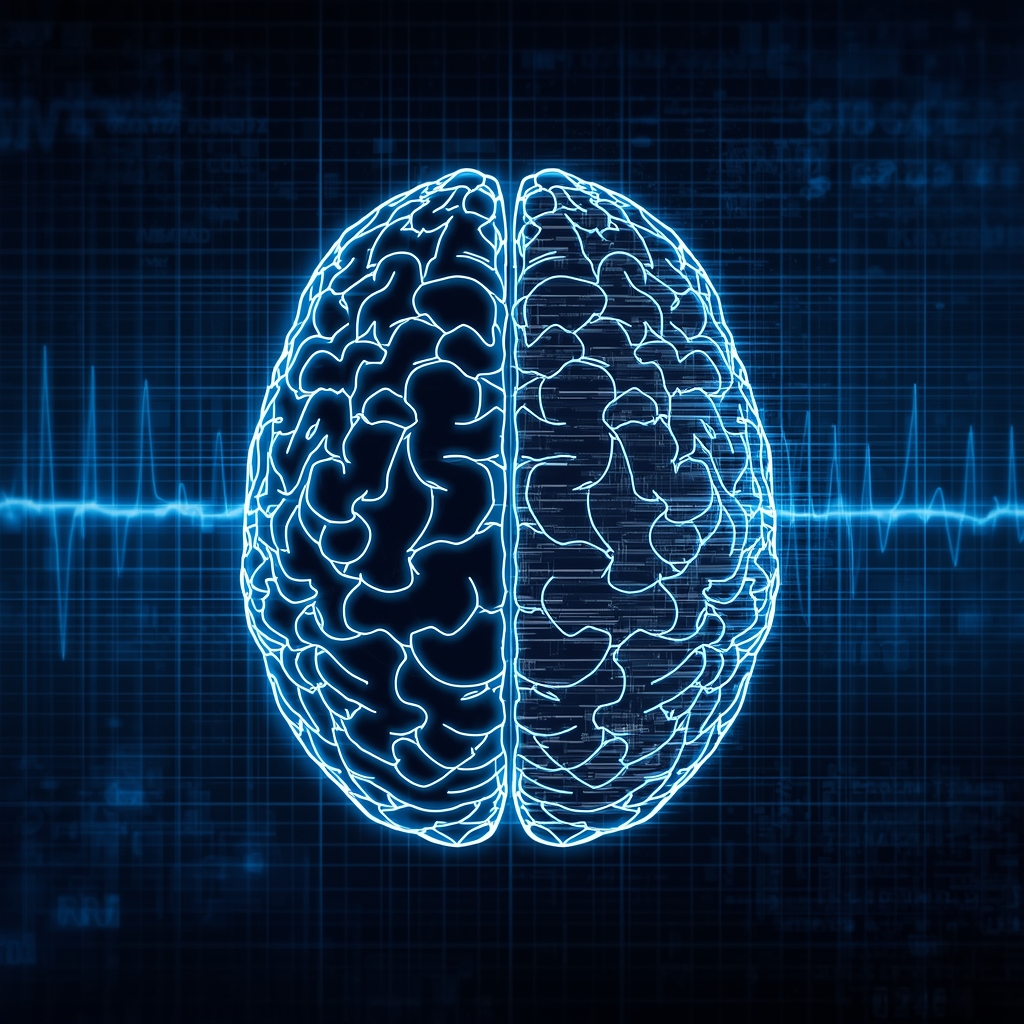 EEG brain scan illustration showing neural activity used for artifact identification in neurodiagnostics